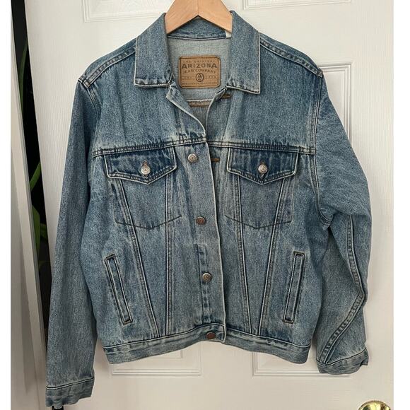 Women's Denim Jean Jacket Size Large 14/16 Med Blue Arizona Jean Company - Picture 1 of 5
